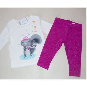 Gymboree Girls Squirrel Tee Sparkle Leggings 12-18